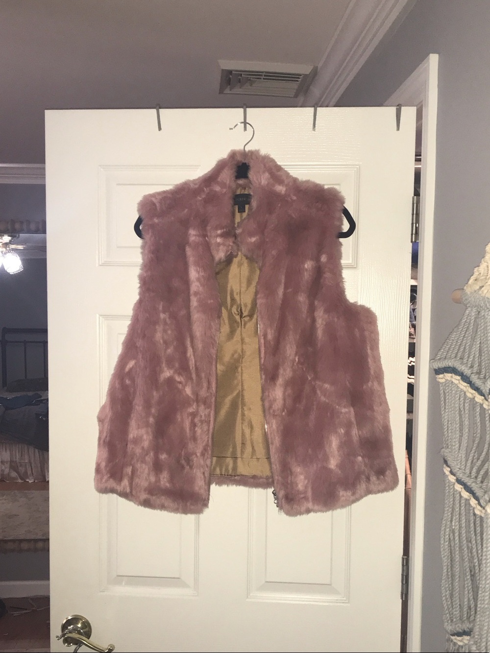 J. Crew Plush Faux Fur Vest in Dusty Rose
